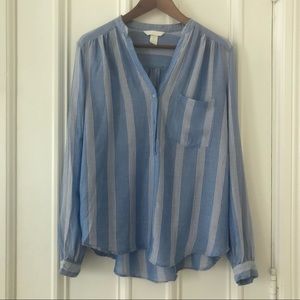 H&M Flowy Blue and White Nautical Top